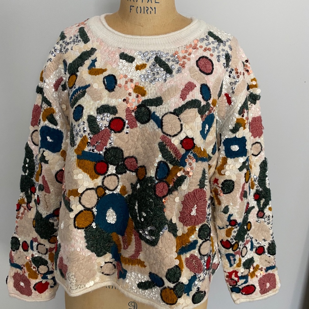 Zara limited edition sequin embroidered sweater